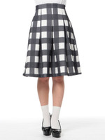 【R】チェックボンディングスカート/ブラック