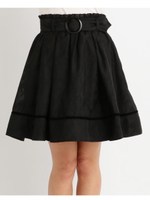 【Tralala】千鳥格子ベルト付スカート/ブラック