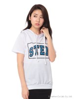 ＳＴＥＭロゴＰＴ半袖パーカー/シロ