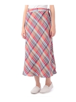 バイアスチェックマキシ丈スカート/ワインレッド(263)