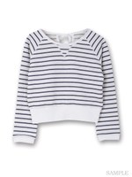 ボーダーショートスウェット/オフ×ネイビー