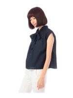 ボウタイ付きブラウス/ネイビー(093)