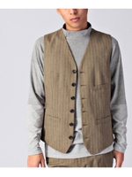 ランダムヘリンボンベスト/ベージュ系(054)