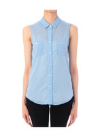 綿シルクシャンブレーシャツ/ブルー系(090)