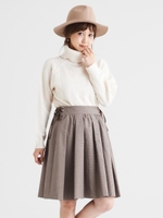 脇編み上げフレアースカート/ブラウン柄