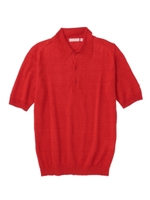 LEUVENリネン天竺ニットポロシャツ/レッド(062)