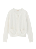 アンゴラ混パールボタンカーディガン/サックス(090)