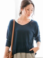 シルク混Vネックニット/アイボリー