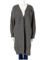 シンプルロングニットカーディガン/グレー