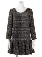 ツイードワンピース/グレー