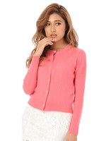 ビジューボタンリブカーデ/PINK