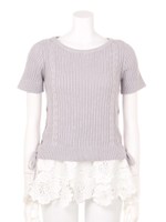 フラワータンクレースアップケーブル編み/モクグレー