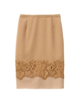 フラワーレース切り替えタイトスカート/ベージュ系(053)
