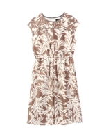 リーフ柄フレンチスリーブワンピース/ブラック(119)