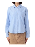 ワンポイント刺繍入りオックスシャツ/ブルー系(093)