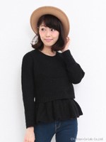 裾フリルレイヤードプルオーバー/グレー