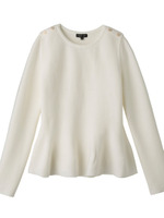 [S]肩ボタンペプラムニットプルオーバー/グリーン系(023)