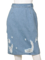 【CASUAL】クラッシュデニムタイトSK/ブルー