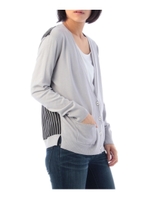 ストライプ切り替えニットカーディガン/ライトグレー(011)