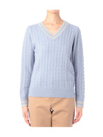 チルデンケーブルVネックニット/ブルー(092)