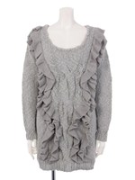 フリル×ケイブルニットワンピース/ナチュラル