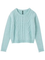 フロントケーブル編みニット/サックス(090)