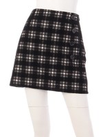 フロントボタンチェック柄スカート/グレー