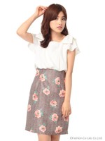 ヘリンボーンフラワードッキングOP/ボルドー