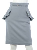 ポケットフリルタイトスカート/ライトブルー