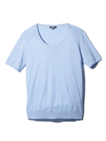 ラウンドカラー半袖ニットプルオーバー/ホワイト(002)