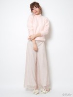 レースフレアパンツ/BLACK