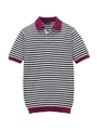 JOHN SMEDLEY ボーダーポロニット/パープル(383)