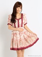 【LIZ LISA】木苺柄ワンピース/ボルドー