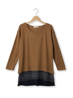 アゼ裾Wフェイクレイヤードプルオーバー/サンドベージュ(053)