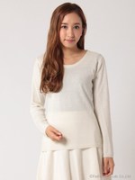 カシミヤ混クルーネックニット/ブルー