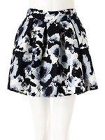 フラワータックフレアミニスカート/ネイビー