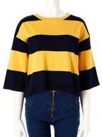 ボーダーニットトップス/マスタード