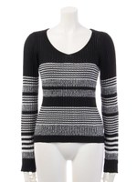 リブニットVネックTOPS/ブルー