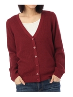 ワッフル編みニットカーディガン/ブルー系(097)