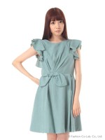 腰サイドリボンフリルワンピース　2/ミント