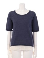 裾レーススエットプルオーバー/ネイビー