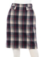 先染めチェックタイトＳＫ/ネイビー