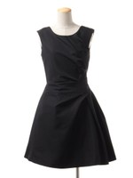 Dネックレスツキドレープドレス/ブラック