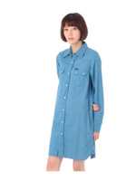 Lee コラボチェックシャツワンピース/サックス(090)