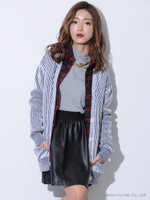 【OU】MIX編みニットカーディガン/RED