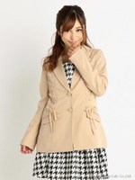 【Tralala】レースアップロングジャケット/ベージュ