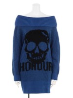 オフショルスカルカノコニットワンピ/ブラック