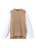 ニットXシャツ異素材プルオーバー/ブラック(019)