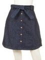 フロント釦Ａラインデニムスカート/ダスティ