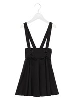 ベロアリボンレースアップフレアスカート/ブラック